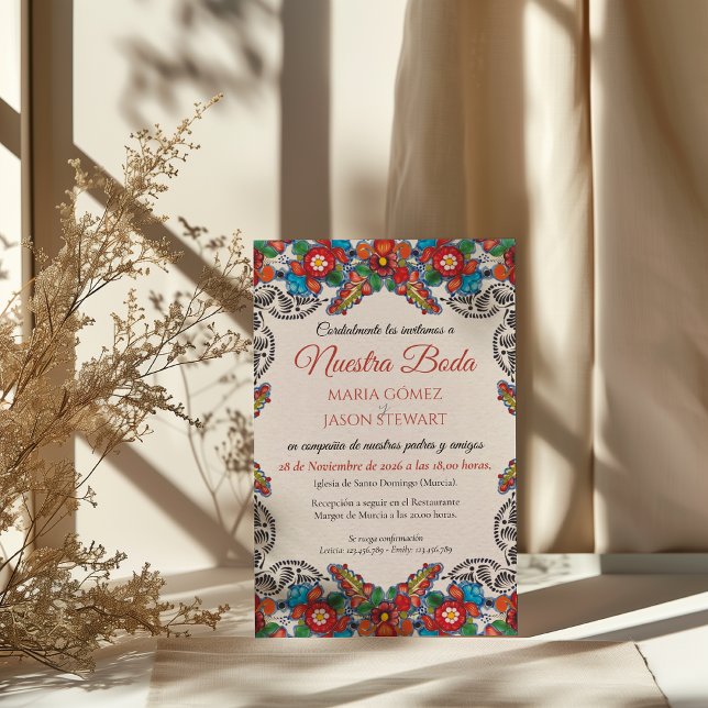 Convite Fiesta Colorful Flowers Botanical Spanish Wedding (Fiesta Colorful Flowers Botanical Spanish Wedding Invitation)