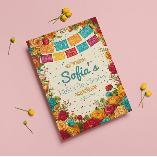 Convite Fiesta de Colores Quinceanera, costume (Criador carregado)