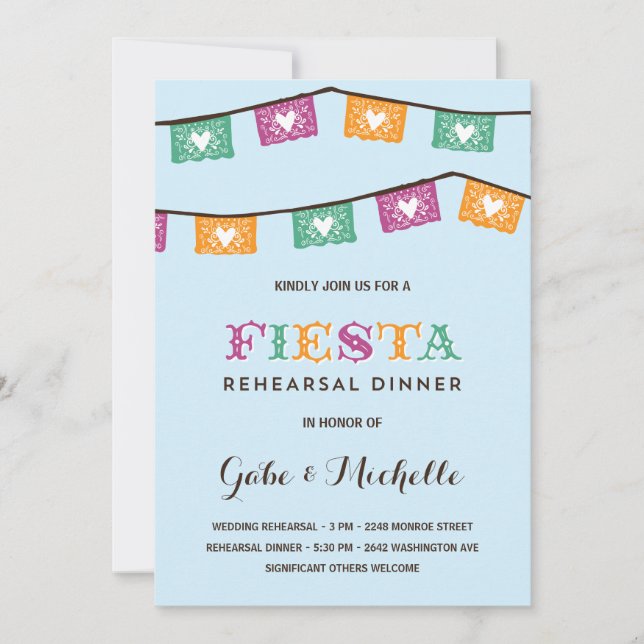 Convite Fiesta divertida| Janto de ensaio de casamento (Frente)