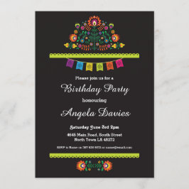 Convite Fiesta Festa de aniversário Padrão Mexicano Convit