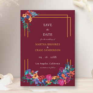 Convite Fiesta Flower Salve o Casamento de Borgonha