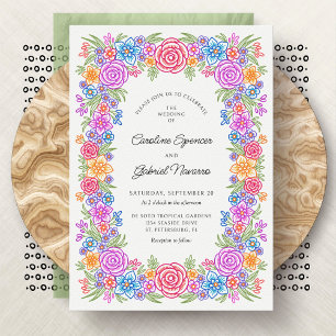 Convite Fiesta Flowers Casamento Mexicano