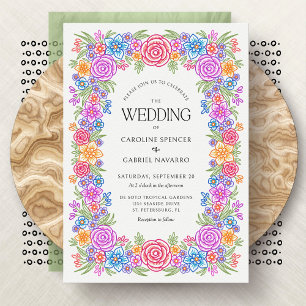 Convite Fiesta Flowers Vivid Casamento Mexicano