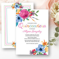 Fiesta Flowers Watercolor Floral White Quinceanera