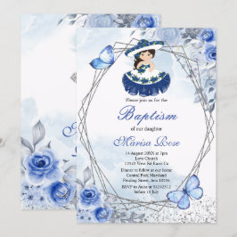 Convite Fiesta Girl Baptism Christening Pastel Floral