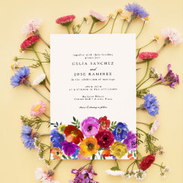 Convite Fiesta Mexicana Colorful Floral Wedding