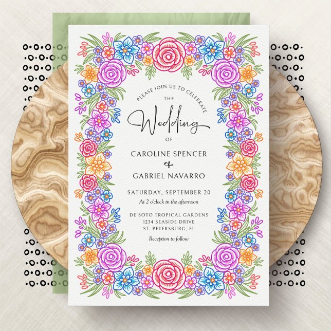 Convite Fiesta Mexicana Colorful Floral Wedding (Criador carregado)