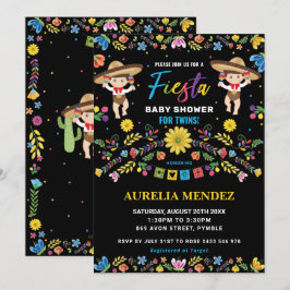 Convite Fiesta Mexicano Cute Twins Boys Twin Chá de fralda
