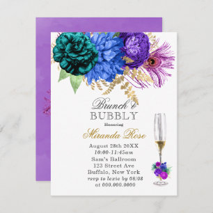 Convite Fiesta Peacock Peony Brunch e Bubbles Invites