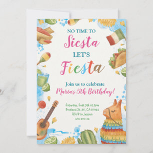 Convite Fiesta Sem tempo para o aniversário da Siesta mexi