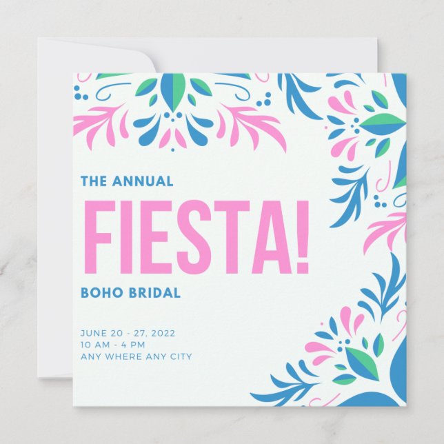 Convite Fiesta Succulent Boho Bridal Brunch  (Frente)