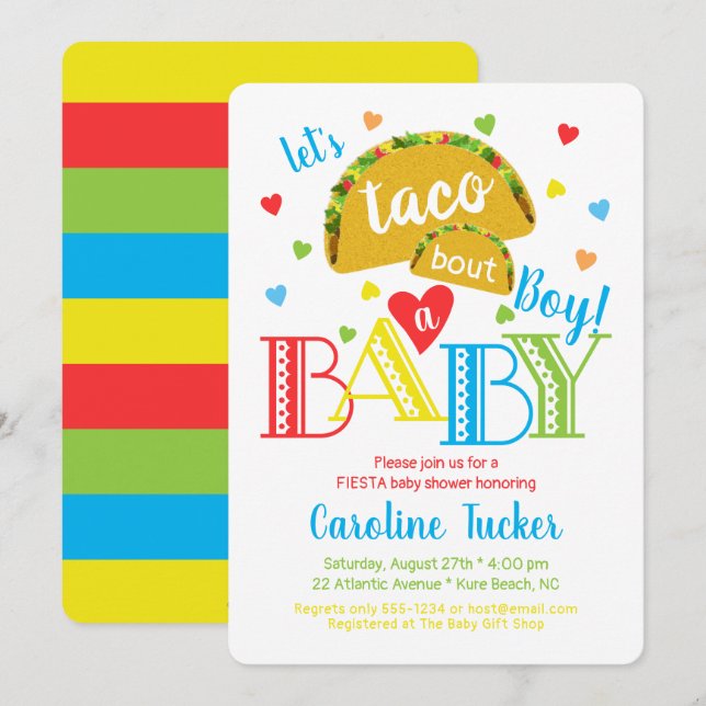 Convite Fiesta Taco Bout a Baby Boy Chá (Frente/Verso)