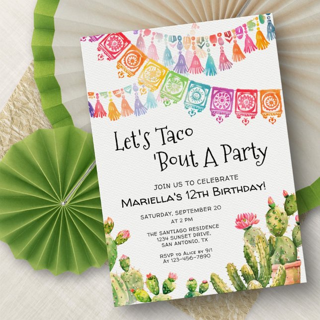 Convite Fiesta Taco Bout Cactus Birthday Invitation (Criador carregado)