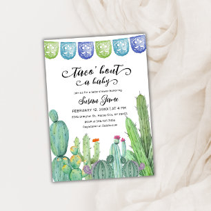 Convite Fiesta Taco 'Bout Cactus Chá de fraldas