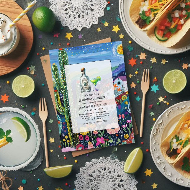Convite Fiesta "Taco de Vamos sobre um Janto de ensaio" (Fiesta "Let's Taco 'bout a Rehearsal Dinner" Invitation)