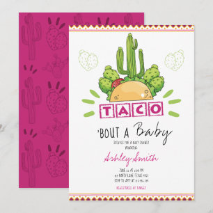 Convite Fiesta Taco Sobre Bebê Rosa