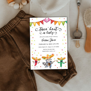 Convite Fiesta Taco Sobre Um Chá de fraldas De Bebê Cactus