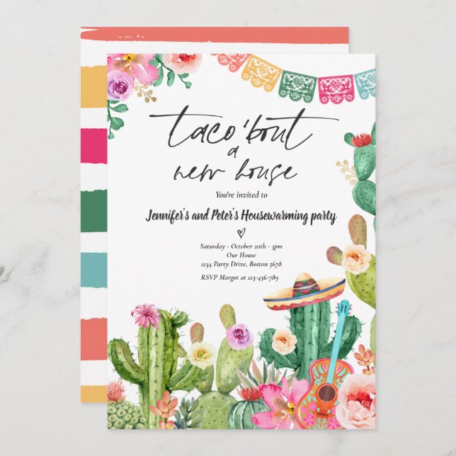 Convite  Fiesta Taco 'Sobre Um Novo Partido De Aquecimento (Frente/Verso)