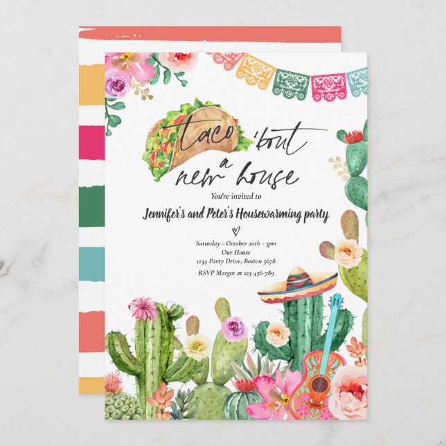 Convite  Fiesta Taco 'Sobre Um Novo Partido De Aquecimento (Frente/Verso)