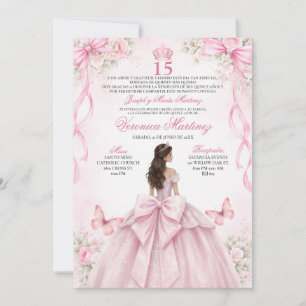 Convite Fifteen Espanhol Blush Rosa 15 Anos Princesa