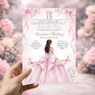 Convite Fifteen Espanhol Blush Rosa 15 Anos Princesa