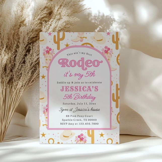 Convite Fifth Rodeo Pink Cowgirl 5th Birthday Party (Criador carregado)