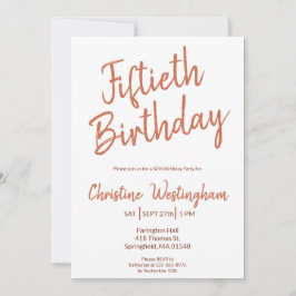 Convite Fiftieth Birthday Rustic Boho Typography 50th