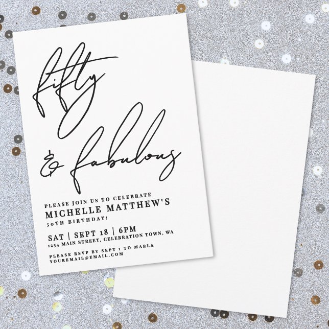 Convite Fifty And Fabulous 50th Birthday Party (Fifty And Fabulous 50th Birthday Party Invitation)