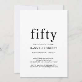 Convite Fifty and Fabulous Black 50th Birthday Party 