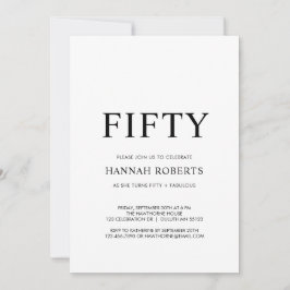 Convite Fifty and Fabulous Black 50th Birthday Party 