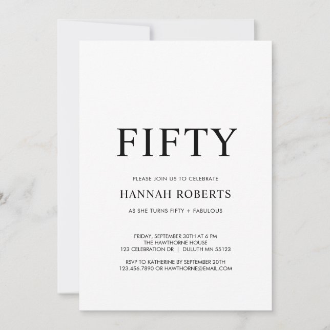 Convite Fifty and Fabulous Black 50th Birthday Party  (Frente)