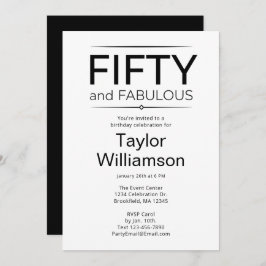 Convite Fifty and Fabulous Black and White 