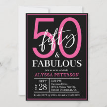 Fifty and Fabulous Black Script 50th Birthday
