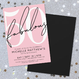 Convite Fifty And Fabulous Blush Pink 50th Birthday