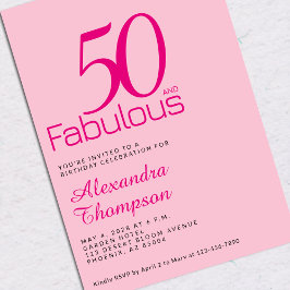 Convite Fifty and Fabulous Blush Pink 50th Birthday Party
