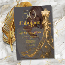 Fifty and Fabulous Gold Dress Photo 50th Birthday