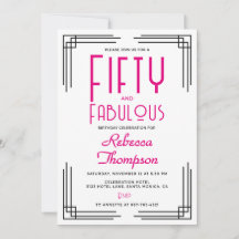 Fifty and Fabulous Hot Pink Art Deco 50th Birthday