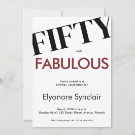 Convite Fifty And Fabulous Modern Elegant 50th Birthday