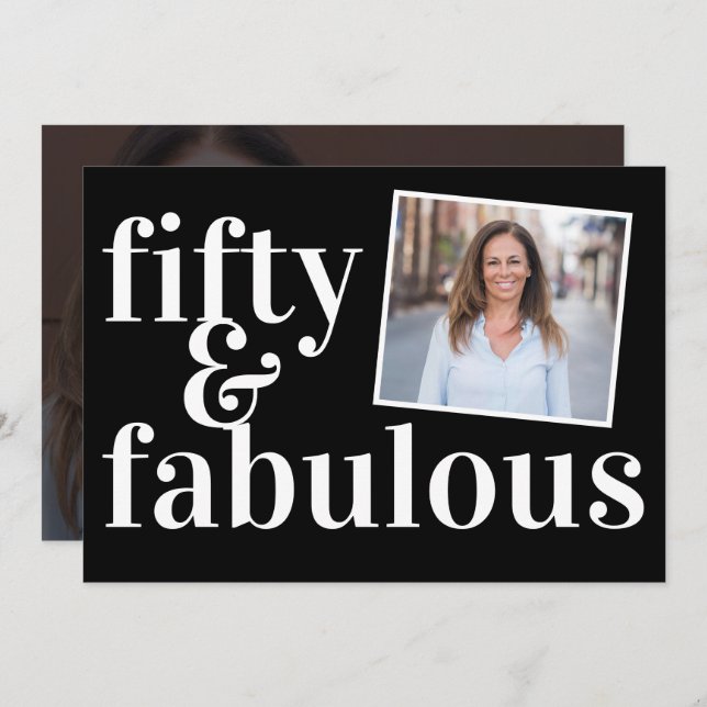 Convite Fifty and Fabulous Photo 50th Birthday (Frente/Verso)