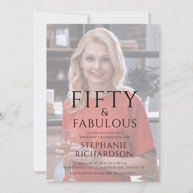 Convite Fifty and Fabulous Photo 50th Birthday Party  (Frente)