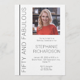 Convite Fifty and Fabulous Photo 50th Birthday Party