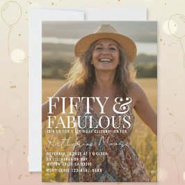 Convite Fifty and Fabulous Photo 50th Birthday Party