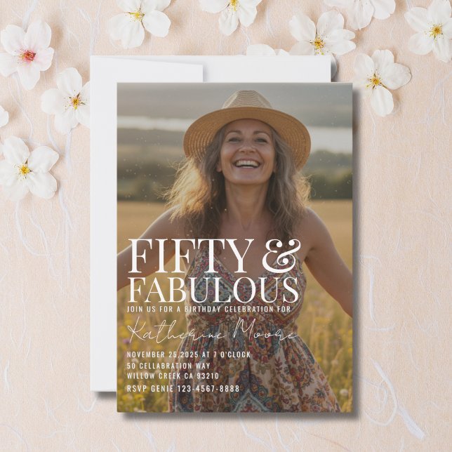 Convite Fifty and Fabulous Photo 50th Birthday Party (Criador carregado)