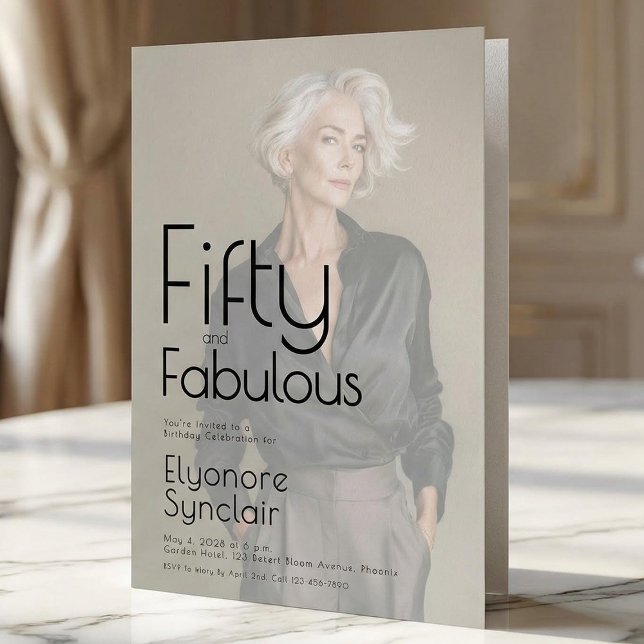 Convite Fifty and Fabulous Photo 50th Birthday Party (Criador carregado)