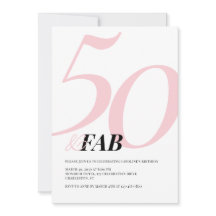 Fifty and Fabulous Pink Bold Birthday Invitation