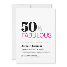 Fifty and Fabulous Pink Typography 50 Birthday