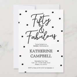Convite Fifty and Fabulous Script 50th Birthday