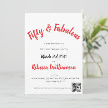 Fifty and Fabulous Script Red 50th Birthday