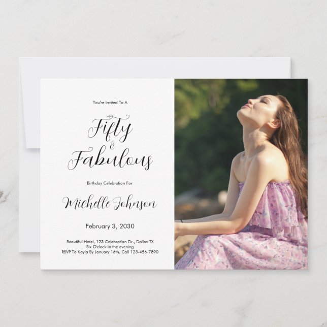 Convite Fifty & Fabulous 50th Birthday Party (Frente)