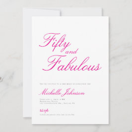 Convite Fifty & Fabulous Pink 50th Birthday Party Invitati
